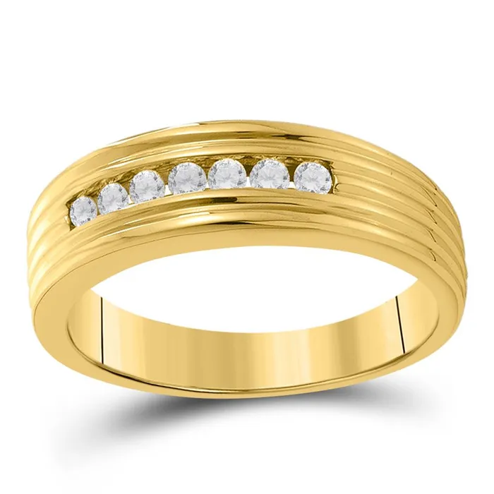 Rings gndatlanta 10k Yellow Gold Round Diamond Wedding Single Row Band Ring 14 Cttw