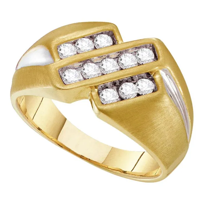 Rings gndatlanta 10k Yellow Twotone Gold Round Diamond Triple Row Band Ring 12 Cttw Rings gndatlanta 10k Yellow Twotone Gold Round Diamond Triple Row Band Ring 12 Cttw