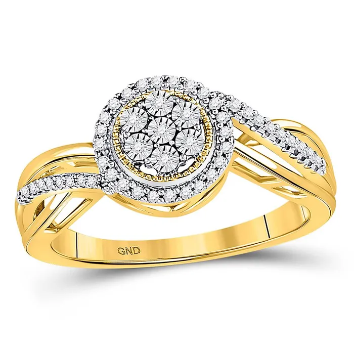 Rings gndatlanta 10kt Yellow Gold Round Diamond Flower Cluster Ring 16 Cttw Rings gndatlanta 10kt Yellow Gold Round Diamond Flower Cluster Ring 16 Cttw