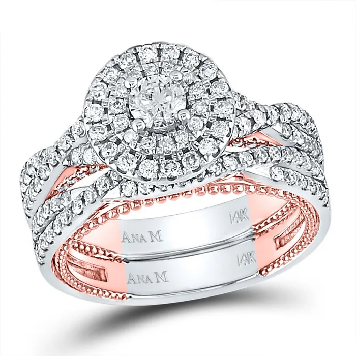 Rings gndatlanta 14k Twotone Gold Round Diamond Bridal Wedding Ring Set 138 Cttw Certified Rings gndatlanta 14k Twotone Gold Round Diamond Bridal Wedding Ring Set 138 Cttw Certified