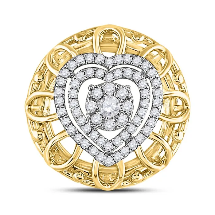 Rings gndatlanta 14k Twotone Gold Round Diamond Filigree Heart Pendant 13 Cttw Rings gndatlanta 14k Twotone Gold Round Diamond Filigree Heart Pendant 13 Cttw