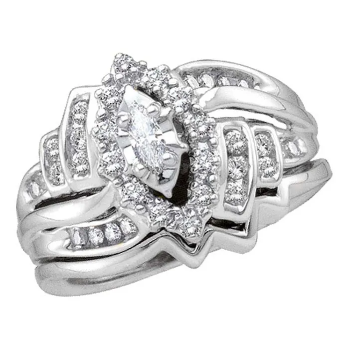 Rings gndatlanta 14k White Gold Marquise Diamond Bridal Wedding Ring Set 12 Cttw Rings gndatlanta 14k White Gold Marquise Diamond Bridal Wedding Ring Set 12 Cttw