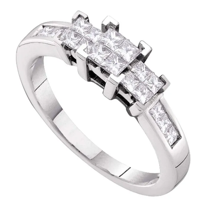Rings gndatlanta 14k White Gold Princess Diamond 3stone Bridal Engagement Ring 12 Cttw Rings gndatlanta 14k White Gold Princess Diamond 3stone Bridal Engagement Ring 12 Cttw