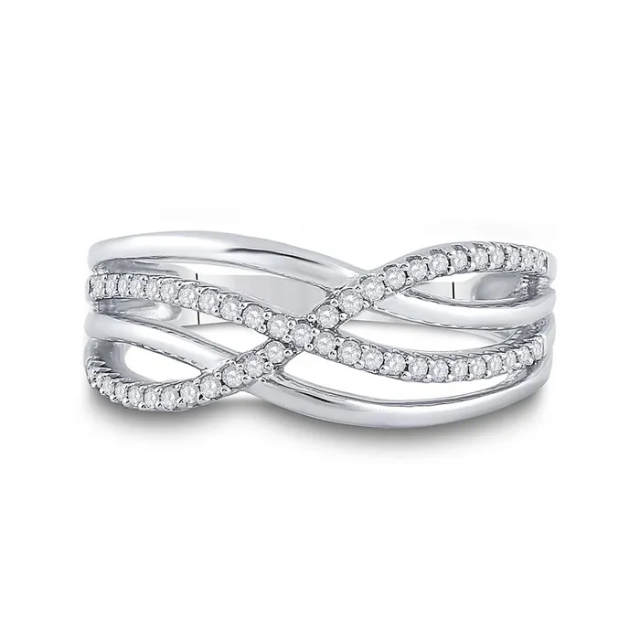 Rings gndatlanta 14k White Gold Round Diamond Crossover Woven Band 15 Cttw Rings gndatlanta 14k White Gold Round Diamond Crossover Woven Band 15 Cttw