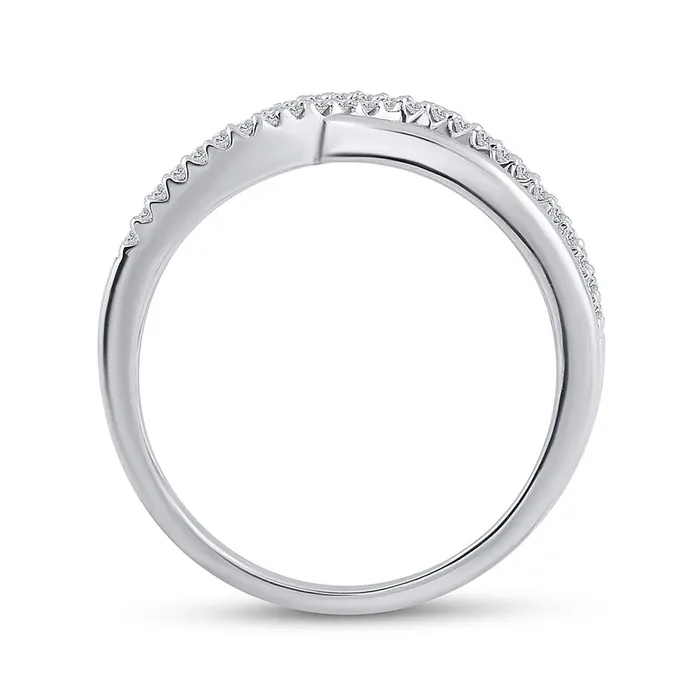 Rings gndatlanta 14k White Gold Round Diamond Crossover Woven Band 15 Cttw