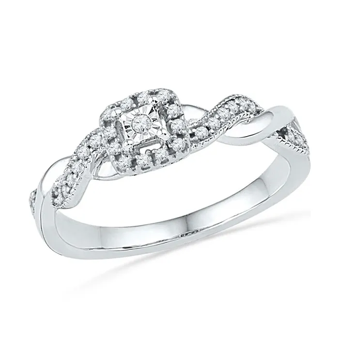 Rings gndatlanta 14k White Gold Round Diamond Solitaire Braided Promise Ring 16 Cttw Rings gndatlanta 14k White Gold Round Diamond Solitaire Braided Promise Ring 16 Cttw