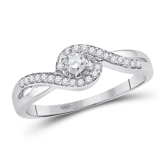Rings gndatlanta 14k White Gold Round Diamond Solitaire Swirl Promise Ring 15 Cttw Rings gndatlanta 14k White Gold Round Diamond Solitaire Swirl Promise Ring 15 Cttw
