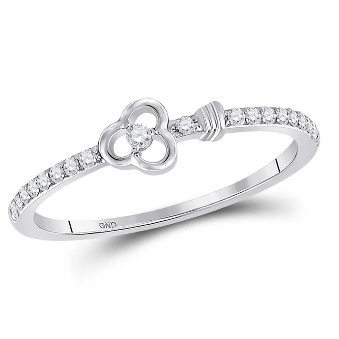 Rings gndatlanta 14k White Gold Round Diamond Spade Stackable Band Ring 16 Cttw