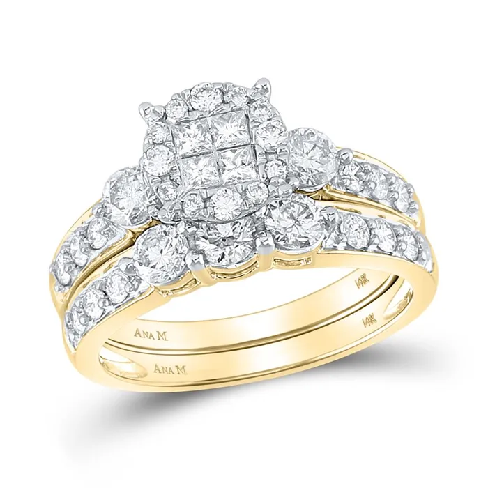 Rings gndatlanta 14k Yellow Gold Princess Diamond Bridal Wedding Ring Set 112 Cttw Rings gndatlanta 14k Yellow Gold Princess Diamond Bridal Wedding Ring Set 112 Cttw