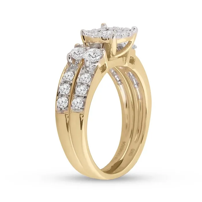 Rings gndatlanta 14k Yellow Gold Princess Diamond Bridal Wedding Ring Set 112 Cttw