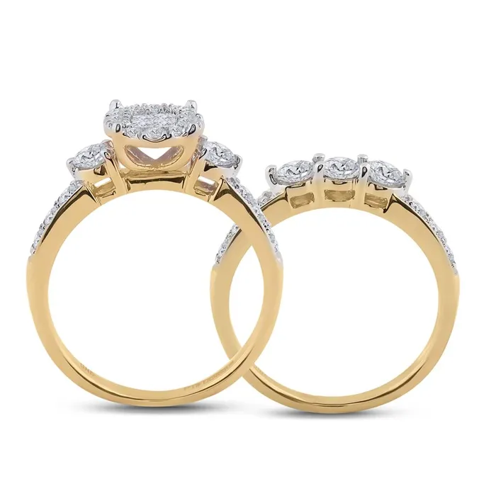 Rings gndatlanta 14k Yellow Gold Princess Diamond Bridal Wedding Ring Set 112 Cttw