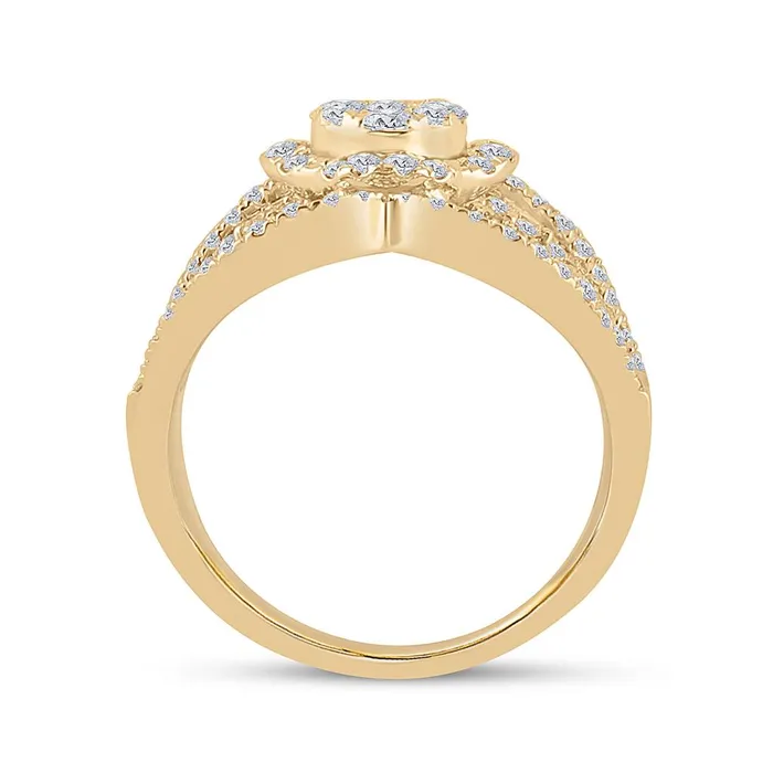 Rings gndatlanta 14k Yellow Gold Round Diamond Fashion Ring 134 Cttw