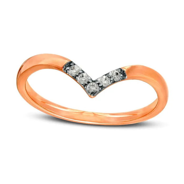 Rings Goldia 007 CT TW Natural Diamond Chevron Ring in Solid 10K Rose Gold
