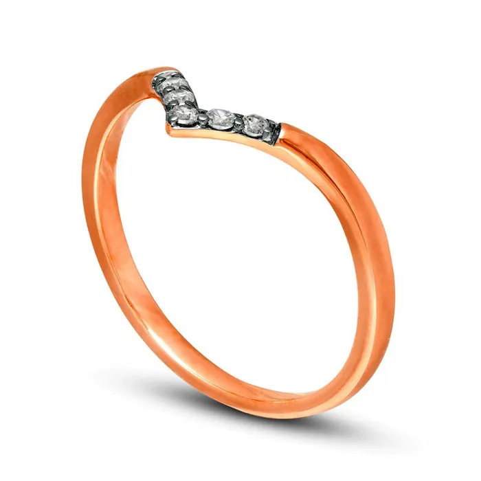 Rings Goldia 007 CT TW Natural Diamond Chevron Ring in Solid 10K Rose Gold Rings Goldia 007 CT TW Natural Diamond Chevron Ring in Solid 10K Rose Gold