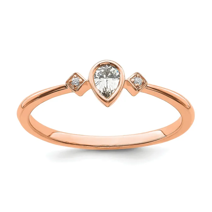 Rings Goldia 011ct CZ Solid Real 14k Rose Gold Polish Petite Pear Complete Dia Ring Rings Goldia 011ct CZ Solid Real 14k Rose Gold Polish Petite Pear Complete Dia Ring