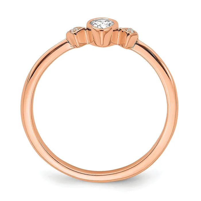 Rings Goldia 011ct CZ Solid Real 14k Rose Gold Polish Petite Pear Complete Dia Ring