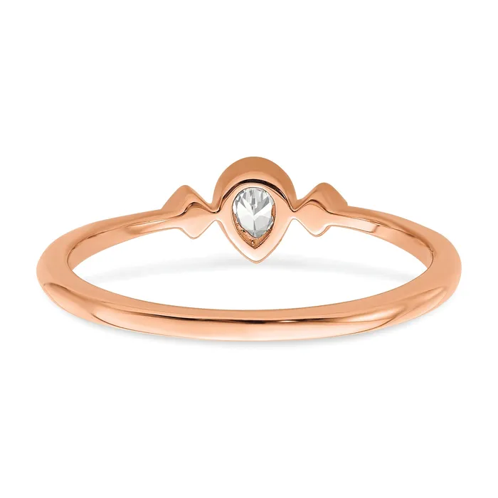 Rings Goldia 011ct CZ Solid Real 14k Rose Gold Polish Petite Pear Complete Dia Ring