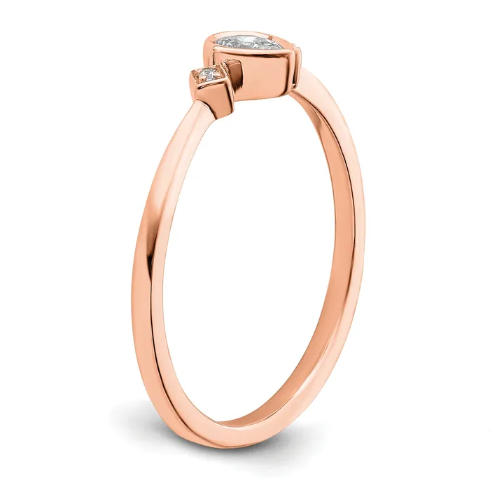 Rings Goldia 011ct CZ Solid Real 14k Rose Gold Polish Petite Pear Complete Dia Ring