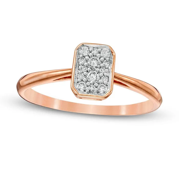 Rings Goldia 013 CT TW Composite Natural Diamond Rectangle Ring in Solid 10K Rose Gold Rings Goldia 013 CT TW Composite Natural Diamond Rectangle Ring in Solid 10K Rose Gold