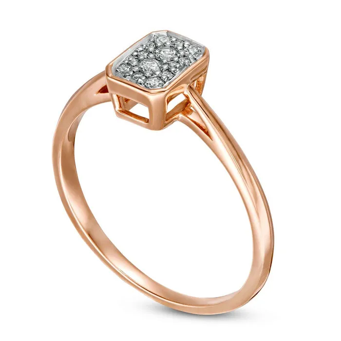 Rings Goldia 013 CT TW Composite Natural Diamond Rectangle Ring in Solid 10K Rose Gold Rings Goldia 013 CT TW Composite Natural Diamond Rectangle Ring in Solid 10K Rose Gold