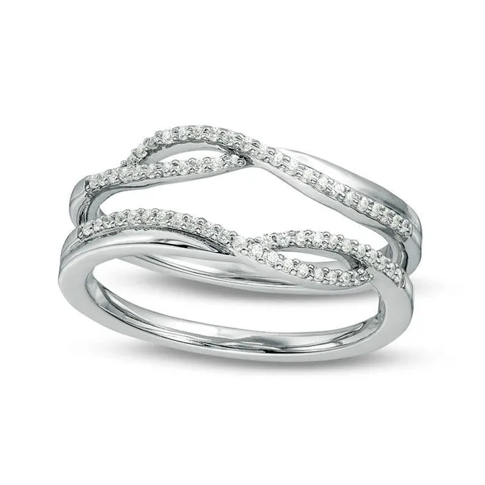 Rings Goldia 013 CT TW Natural Diamond CrissCross Ring Solitaire Enhancer in Sterling Silver Rings Goldia 013 CT TW Natural Diamond CrissCross Ring Solitaire Enhancer in Sterling Silver