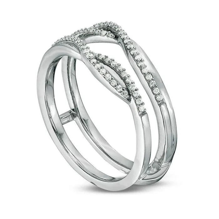 Rings Goldia 013 CT TW Natural Diamond CrissCross Ring Solitaire Enhancer in Sterling Silver Rings Goldia 013 CT TW Natural Diamond CrissCross Ring Solitaire Enhancer in Sterling Silver