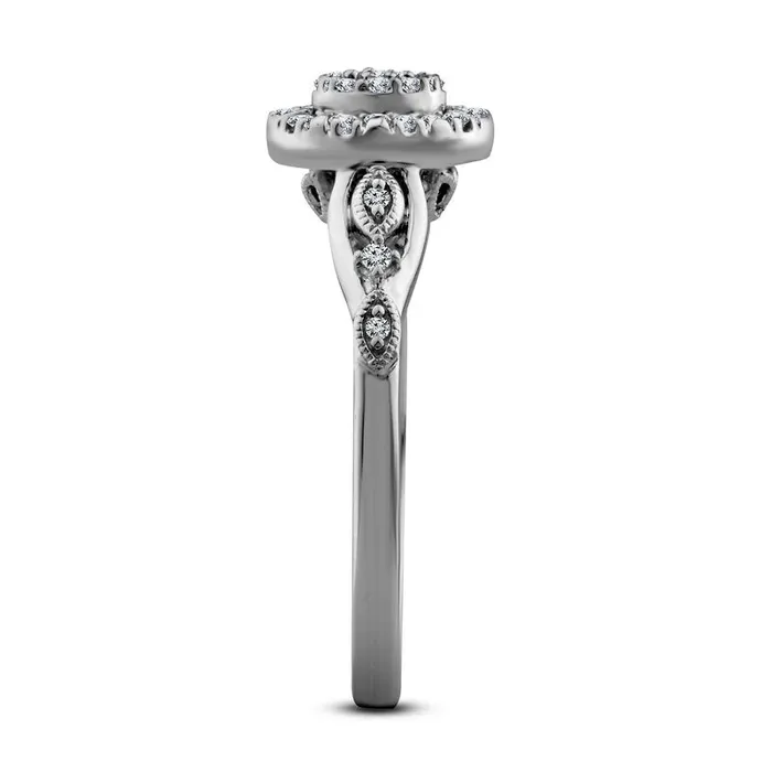 Rings Goldia 017 CT TW Composite Oval Natural Diamond Frame Antique VintageStyle Promise Ring in Solid 10K White Gold Rings Goldia 017 CT TW Composite Oval Natural Diamond Frame Antique VintageStyle Promise Ring in Solid 10K White Gold