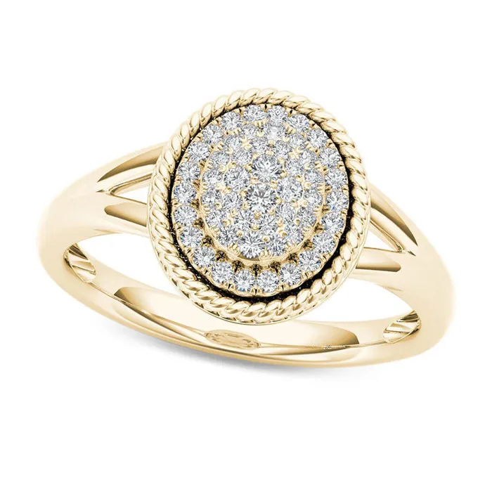 Rings Goldia 020 CT TW Composite Natural Diamond Rope Frame Split Shank Ring in Solid 10K Yellow Gold Rings Goldia 020 CT TW Composite Natural Diamond Rope Frame Split Shank Ring in Solid 10K Yellow Gold