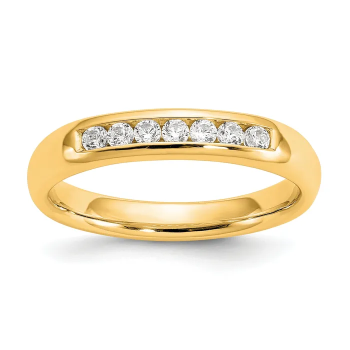 Rings Goldia 020ct CZ Solid Real 14K Yellow Gold 7Stone Channel Wedding Band Ring