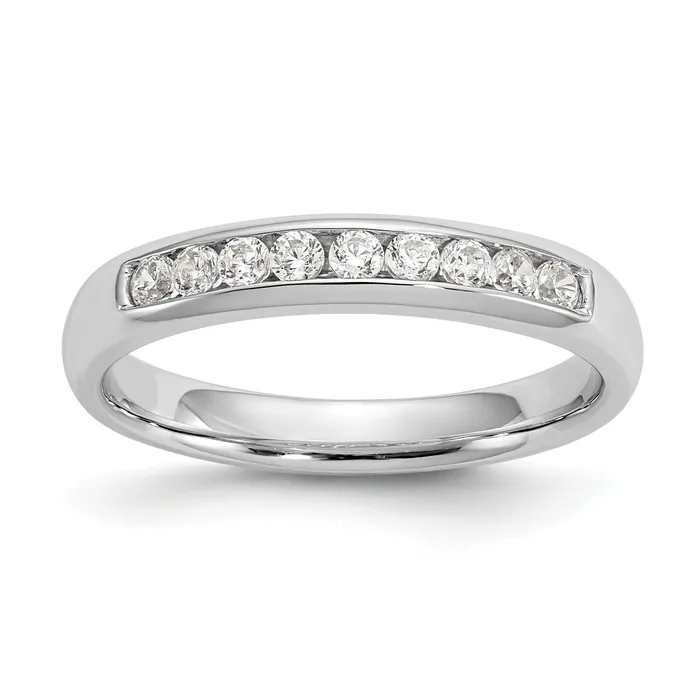 Rings Goldia 027ct CZ Solid Real 14K White Gold 9Stone Channel Wedding Band Ring Rings Goldia 027ct CZ Solid Real 14K White Gold 9Stone Channel Wedding Band Ring