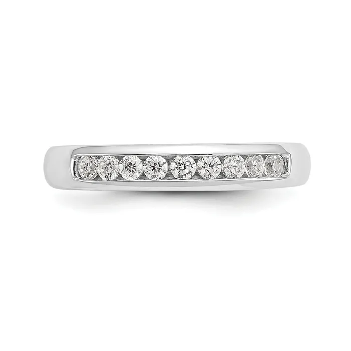 Rings Goldia 027ct CZ Solid Real 14K White Gold 9Stone Channel Wedding Band Ring
