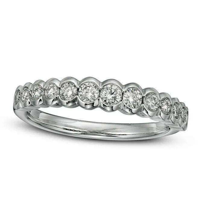 Rings Goldia 050 CT TW Certified Natural Diamond Scallop Edge Band in Solid 14K White Gold II1 Rings Goldia 050 CT TW Certified Natural Diamond Scallop Edge Band in Solid 14K White Gold II1