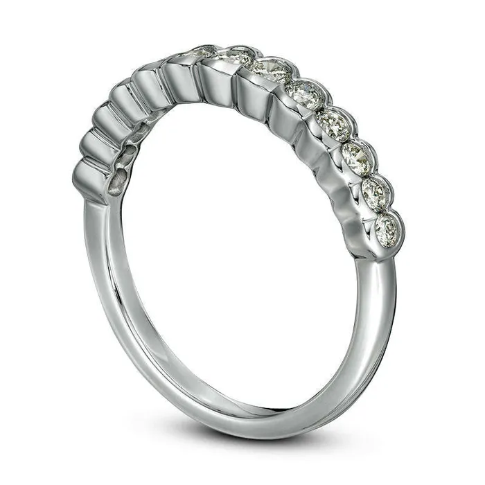 Rings Goldia 050 CT TW Certified Natural Diamond Scallop Edge Band in Solid 14K White Gold II1 Rings Goldia 050 CT TW Certified Natural Diamond Scallop Edge Band in Solid 14K White Gold II1