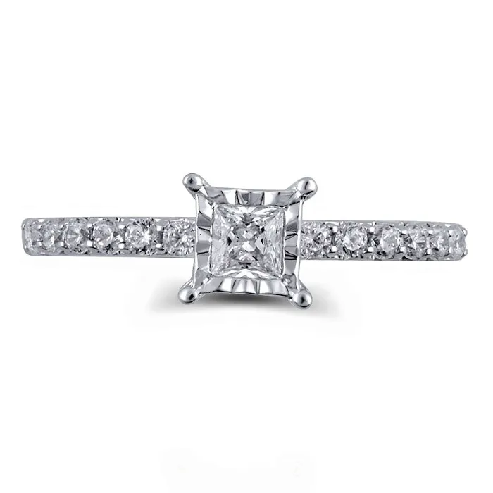 Rings Goldia 050 CT TW PrincessCut Natural Diamond Engagement Ring in Solid 10K White Gold Rings Goldia 050 CT TW PrincessCut Natural Diamond Engagement Ring in Solid 10K White Gold