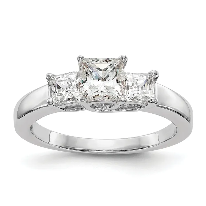 Rings Goldia 050ct CZ Solid Real 14K White Gold 3Stone Engagement Ring