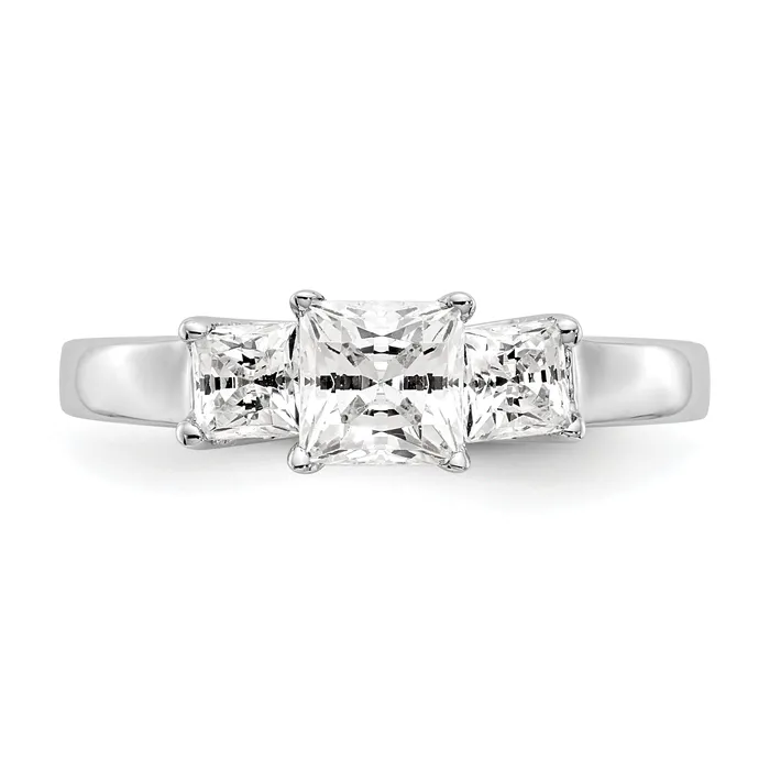 Rings Goldia 050ct CZ Solid Real 14K White Gold 3Stone Engagement Ring