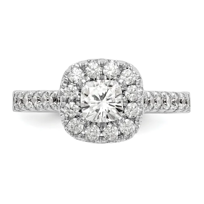 Rings Goldia 050ct CZ Solid Real 14K White Gold Cushion Halo Engagement Ring
