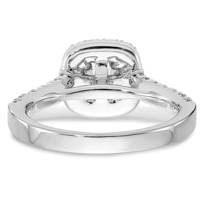 Rings Goldia 050ct CZ Solid Real 14K White Gold Cushion Halo Engagement Ring