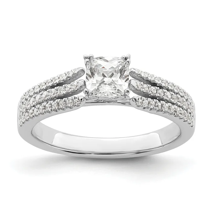 Rings Goldia 050ct CZ Solid Real 14k White Polish 3 Row 12ct Cushion Eng Dia Ring Rings Goldia 050ct CZ Solid Real 14k White Polish 3 Row 12ct Cushion Eng Dia Ring