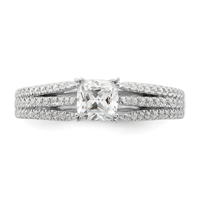 Rings Goldia 050ct CZ Solid Real 14k White Polish 3 Row 12ct Cushion Eng Dia Ring
