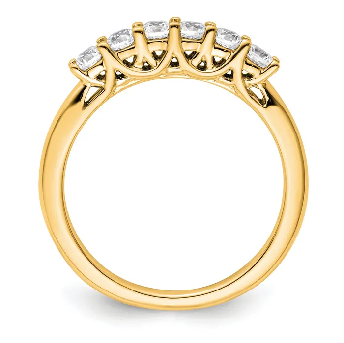 Rings Goldia 050ct CZ Solid Real 14K Yellow Gold 6Stone Wedding Band Ring