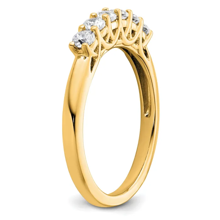 Rings Goldia 050ct CZ Solid Real 14K Yellow Gold 6Stone Wedding Band Ring