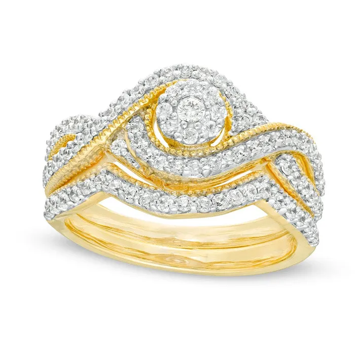 Rings Goldia 063 CT TW Natural Diamond Frame Bypass Antique VintageStyle Bridal Engagement Ring Set in Solid 10K Yellow Gold Rings Goldia 063 CT TW Natural Diamond Frame Bypass Antique VintageStyle Bridal Engagement Ring Set in Solid 10K Yellow Gold