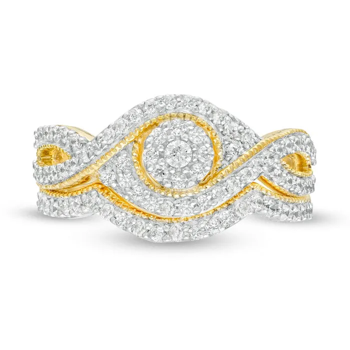 Rings Goldia 063 CT TW Natural Diamond Frame Bypass Antique VintageStyle Bridal Engagement Ring Set in Solid 10K Yellow Gold Rings Goldia 063 CT TW Natural Diamond Frame Bypass Antique VintageStyle Bridal Engagement Ring Set in Solid 10K Yellow Gold