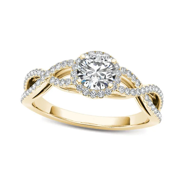 Rings Goldia 075 CT TW Natural Diamond Frame Twist Engagement Ring in Solid 14K Gold Rings Goldia 075 CT TW Natural Diamond Frame Twist Engagement Ring in Solid 14K Gold
