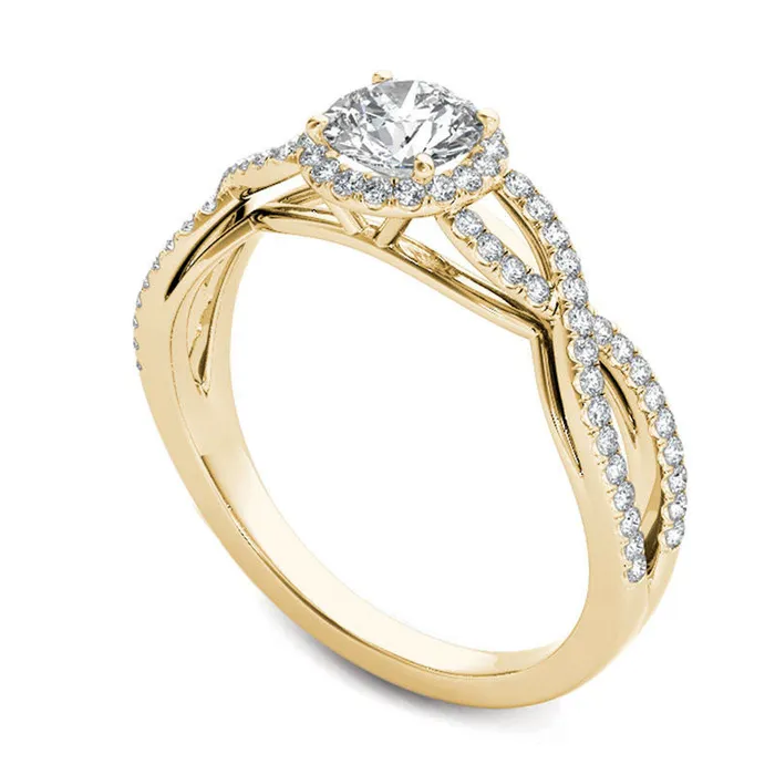 Rings Goldia 075 CT TW Natural Diamond Frame Twist Engagement Ring in Solid 14K Gold Rings Goldia 075 CT TW Natural Diamond Frame Twist Engagement Ring in Solid 14K Gold