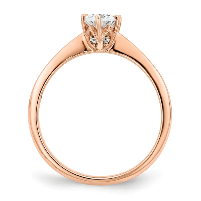 Rings Goldia 075ct CZ Solid Real 14k Rose Polish 34ct Oval Leaf Design Dia Ring