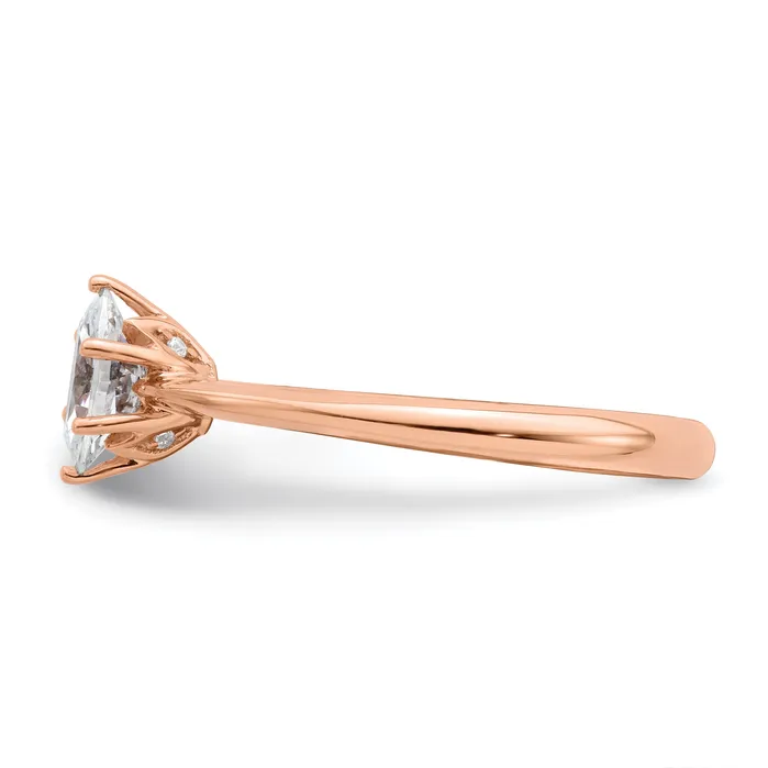 Rings Goldia 075ct CZ Solid Real 14k Rose Polish 34ct Oval Leaf Design Dia Ring
