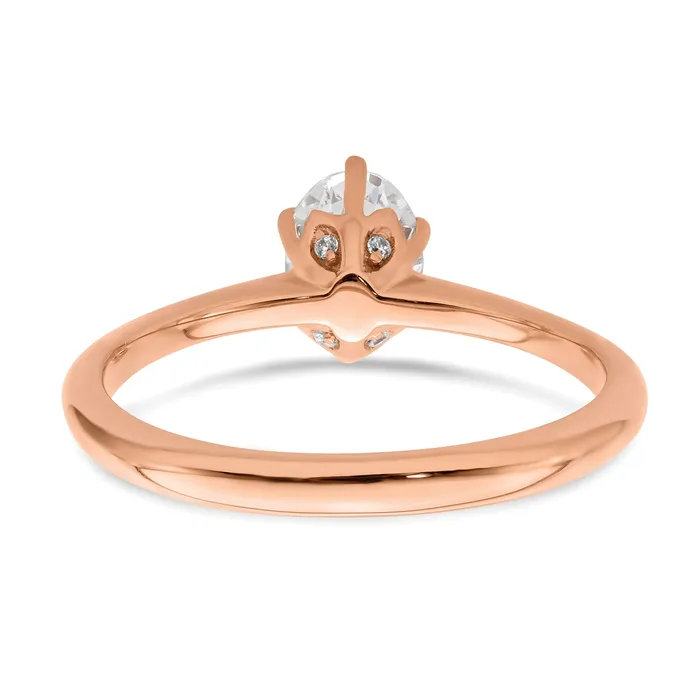 Rings Goldia 075ct CZ Solid Real 14k Rose Polish 34ct Oval Leaf Design Dia Ring