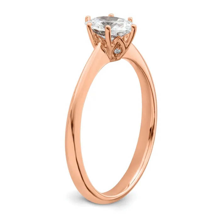 Rings Goldia 075ct CZ Solid Real 14k Rose Polish 34ct Oval Leaf Design Dia Ring